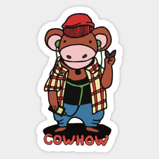 cool cow , cowhow Sticker